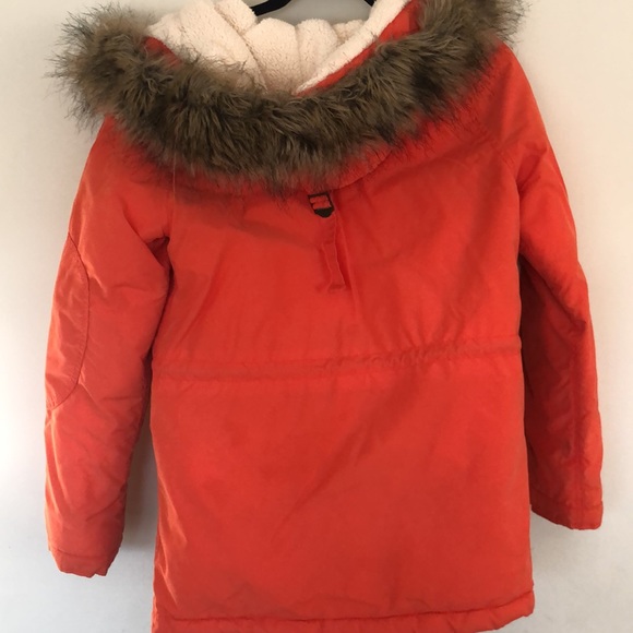 WHO.A.U Orange Coat Parka anorak with faux fur lined hood size S - Picture 11 of 11